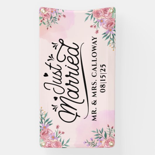 リトルレトロたった今結婚しましたカーバナー 横断幕 (縦)