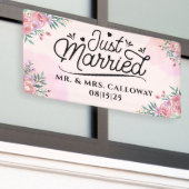 リトルレトロたった今結婚しましたカーバナー 横断幕 (ビルの外側)