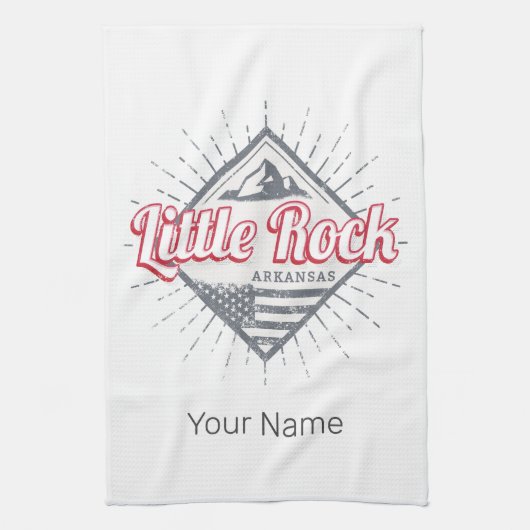 リトルロックアーカンサスシティ統一された州USAデザイン キッチンタオル (縦)