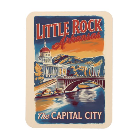 リトルロックアーカンサスパインタリートラベルアートヴィンテージ マグネット (縦)