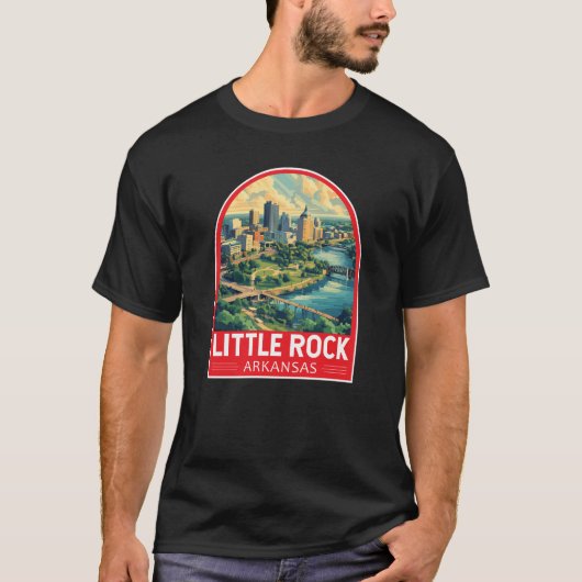 リトルロックアーカンソー旅行芸術エンブレム Tシャツ (正面)
