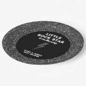 リトルロックスターブラックグリッターエッジベイビーシャワー ペーパープレート (アングル)