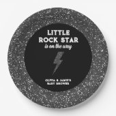 リトルロックスターブラックグリッターエッジベイビーシャワー ペーパープレート (正面)