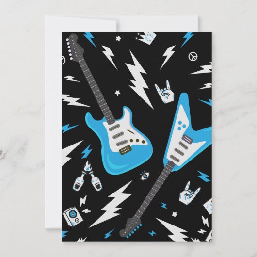 リトルロックスターベビーシャワー招待状、ギター 招待状 (裏面)