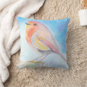 リトルロビンウォーター絵画カラー クッション (ブランケット)