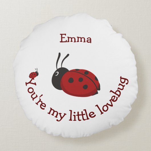 リトルロブバグかわいいラディバグ引用文名前をカスタムする ラウンドクッション (裏面)
