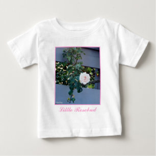 「リトルローズブド」ピンクローズ乳児Tシャツ ベビーTシャツ