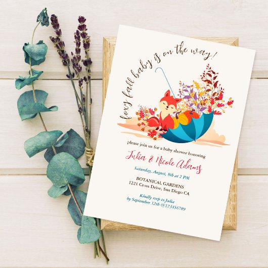 リトルワイルドキュートフォキシ秋ベビーシャワー 招待状