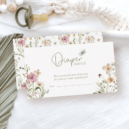 リトルワイルドフラワーおむつラッフルガールベビーシャワー エンクロージャーカード