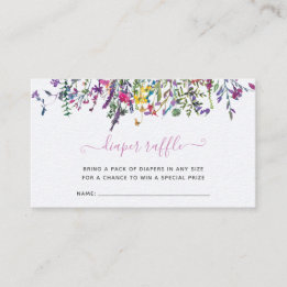 リトルワイルドフラワーおむつラッフルベビーシャワー エンクロージャーカード