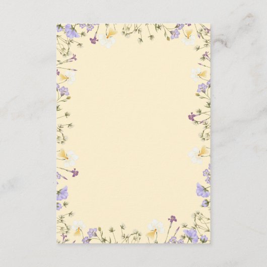 リトルワイルドフラワーおむつラッフルベビーシャワー エンクロージャーカード (裏面)