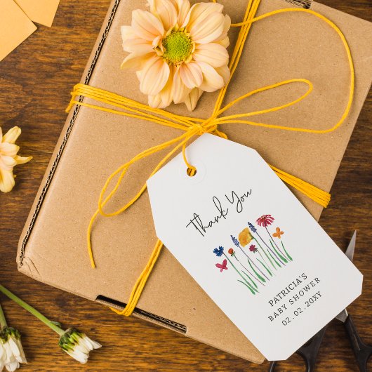 リトルワイルドフラワーかわいらしベビーガールベビーシャワー ギフトタグ