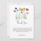 リトルワイルドフラワーかわいらしベビーガールベビーシャワー サンキューカード (正面)