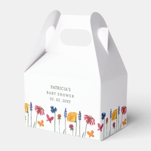 リトルワイルドフラワーかわいらしベビーガールベビーシャワー フェイバーボックス (正面サイド)