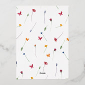 リトルワイルドフラワーかわいらしベビーガールベビーシャワー 箔招待状 (裏面)