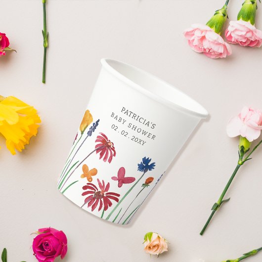 リトルワイルドフラワーかわいらしベビーガールベビーシャワー 紙コップ