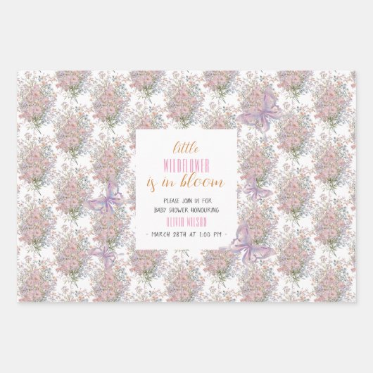 リトルワイルドフラワーが開花の赤ちゃんシャワー#2 ラッピングペーパーシート (正面)