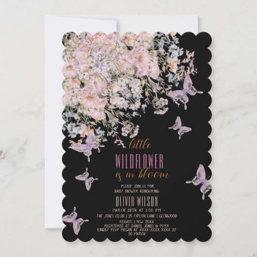 リトルワイルドフラワーが開花の赤ちゃんシャワー#3 招待状 (正面)