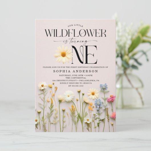 リトルワイルドフラワーの最初の誕生日パーティー 招待状 (スタンド正面)
