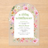 リトルワイルドフラワーアーチガーデン赤ちゃんシャワーアーチ アクリル招待状 (正面)