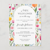 リトルワイルドフラワーアーチベビーシャワー招待状 ポストカード (正面)