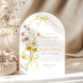 リトルワイルドフラワーイエローボウベビーガールシャワー 招待状