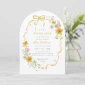 リトルワイルドフラワーイエロー春ボウベイビーシャワー 招待状 (スタンド正面)