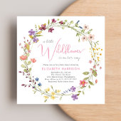 リトルワイルドフラワーウォーターカラーピンクベビーガールシャワー 招待状