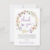 リトルワイルドフラワーウォーターカラーベビーガールシャワー サンキューカード (正面)