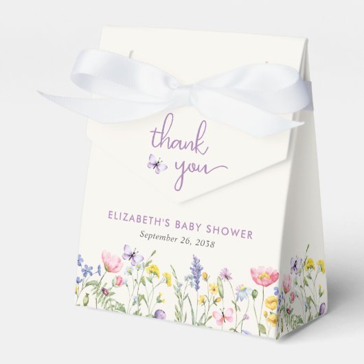 リトルワイルドフラワーウォーターカラーベビーガールシャワー フェイバーボックス (正面サイド)