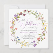 リトルワイルドフラワーウォーターカラーベビーガールシャワー 招待状 (正面)