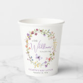 リトルワイルドフラワーウォーターカラーベビーガールシャワー 紙コップ (正面)