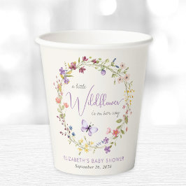 リトルワイルドフラワーウォーターカラーベビーガールシャワー 紙コップ