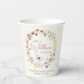 リトルワイルドフラワーウォーターカラーベビーガールシャワー 紙コップ (正面)