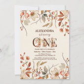 リトルワイルドフラワーエステティックガールの1歳の誕生日 招待状 (正面)