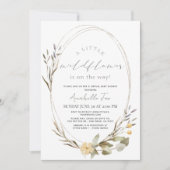 リトルワイルドフラワーオーバルガールバーチャルベビーシャワー 招待状 (正面)