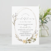 リトルワイルドフラワーオーバルガールバーチャルベビーシャワー 招待状 (スタンド正面)