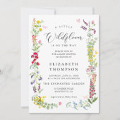 リトルワイルドフラワーガーデンフローラガールベビーシャワー 招待状 (正面)
