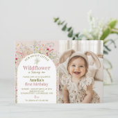 リトルワイルドフラワーガーデン誕生日写真招待状 サンキューカード (スタンド正面)