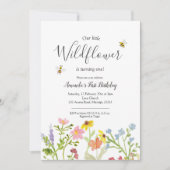リトルワイルドフラワーガールの誕生日の招待 招待状 (正面)