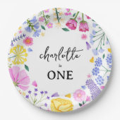 リトルワイルドフラワーガールズファースト誕生日フローラ ペーパープレート (正面)