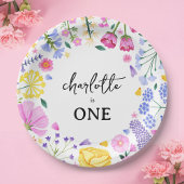 リトルワイルドフラワーガールズファースト誕生日フローラ ペーパープレート