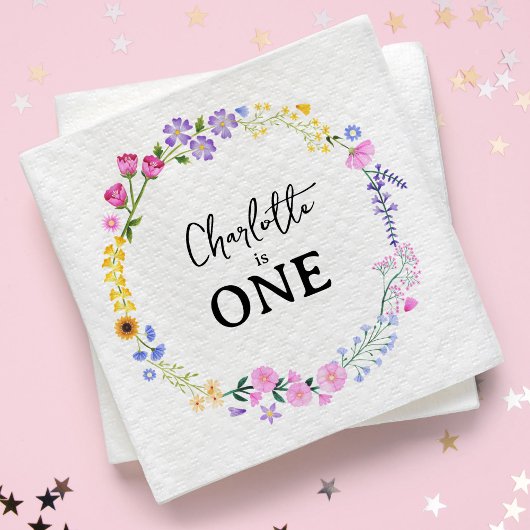 リトルワイルドフラワーガールズファースト誕生日 スタンダードカクテルナプキン