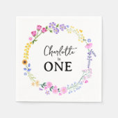 リトルワイルドフラワーガールズファースト誕生日 スタンダードカクテルナプキン (正面)