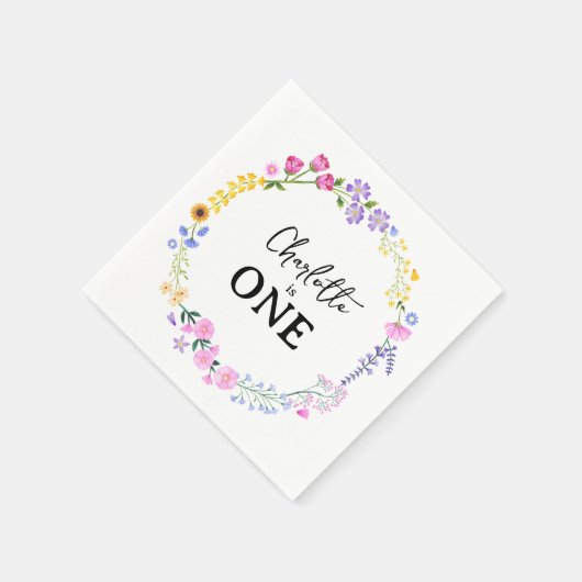 リトルワイルドフラワーガールズファースト誕生日 スタンダードカクテルナプキン (角)