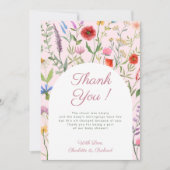 リトルワイルドフラワーガールベビーシャワーサンキューカード サンキューカード (正面)