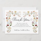 リトルワイルドフラワーガールベビーシャワーサンキューカード サンキューカード (正面)