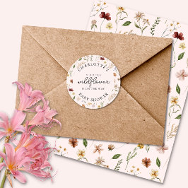 リトルワイルドフラワーガール赤ちゃんシャワーシール ラウンドシール