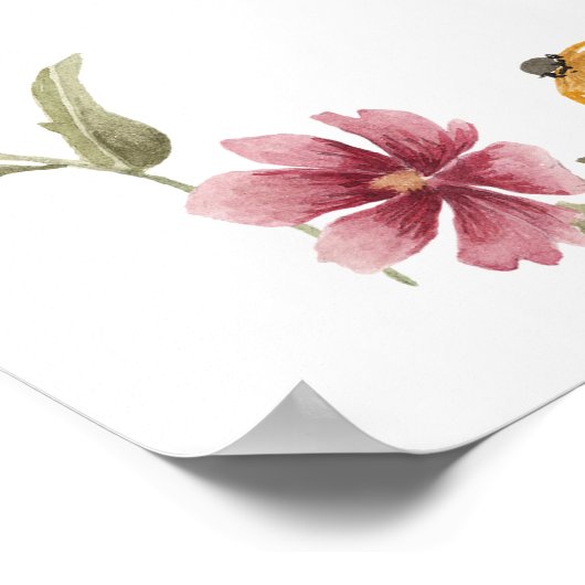 リトルワイルドフラワーガール赤ちゃんシャワー歓迎サイン ポスター (角)