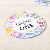 リトルワイルドフラワーガール1st誕生日フローラ ラウンドペーパーコースター (アングル)